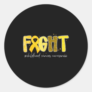 Fight Gold Ribbon Childhood Cancer Awareness Classic Round Sticker