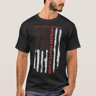 Fight Heart Disease Awareness Month American Flag T-Shirt
