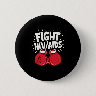Fight Hivaid Awareness Red Boxing Gloves  6 Cm Round Badge