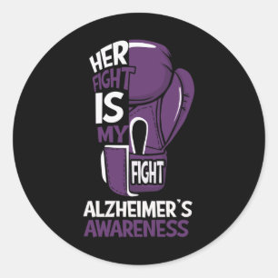 Fight Is My Fight Alzheimerheimer's Awareness Boxi Classic Round Sticker