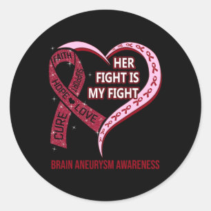Fight Is My Fight Brain Aneurysm Awareness Ribbon  Classic Round Sticker