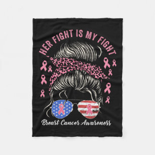 Fight Is My Fight Breast Cancer Awareness Pink Rib Fleece Blanket