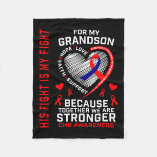 Fight Is My Fight Grandson Chd Awareness Heart Dis Fleece Blanket