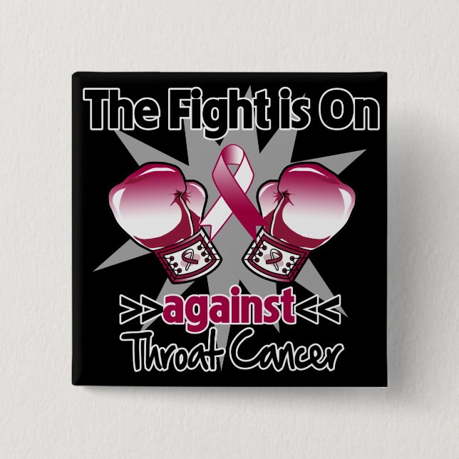 Fight is On Against Throat Cancer 15 Cm Square Badge (Front)