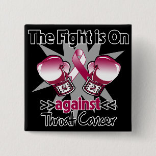 Fight is On Against Throat Cancer 15 Cm Square Badge