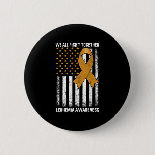 Fight Leukaemia Awareness Orange Ribbon USA Flag W 6 Cm Round Badge