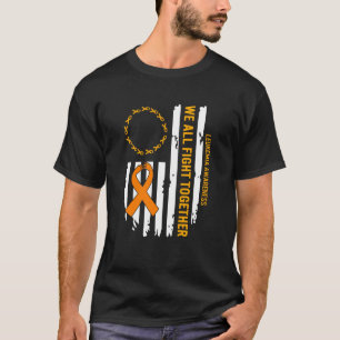 Fight Leukaemia Awareness Orange Ribbon Usa Flag W T-Shirt
