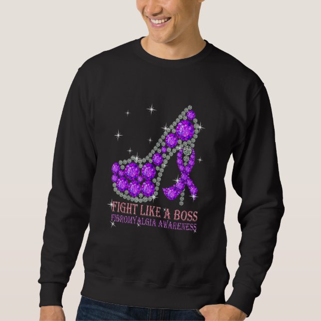 Fight Like A Boss Fibromyalgia Awareness Sweatshirt (Front)