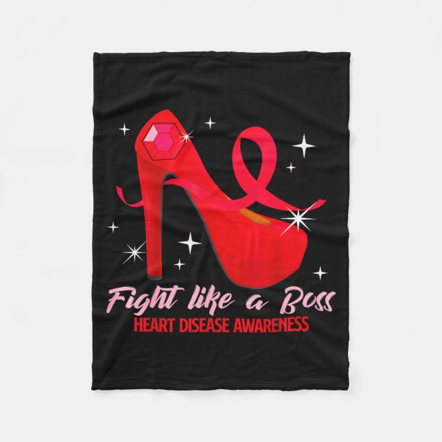 Fight Like A Boss Heart Health Heart Disease Aware Fleece Blanket (Front)
