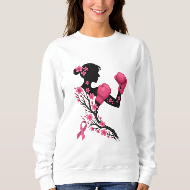 Fight Like a Girl – Boxing Breast Cancer Awareness Sweatshirt (Front)