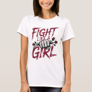 Fight Like A Girl Breast Cancer Awareness Pink Rib T-Shirt