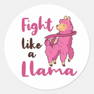 Fight Like a Llama Breast Cancer Warrior Fighter Classic Round Sticker