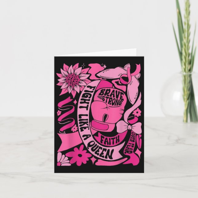 Fight Like A Queen Women Girl Breast Cancer Warrio Card (Front)