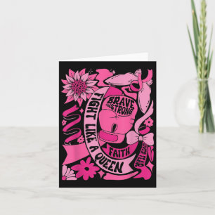 Fight Like A Queen Women Girl Breast Cancer Warrio Card