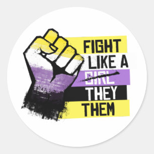 Fight like a They Them Classic Round Sticker