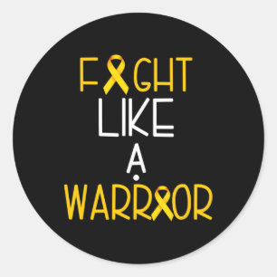 Fight Like A Warrior Childhood Cancer Awareness Te Classic Round Sticker