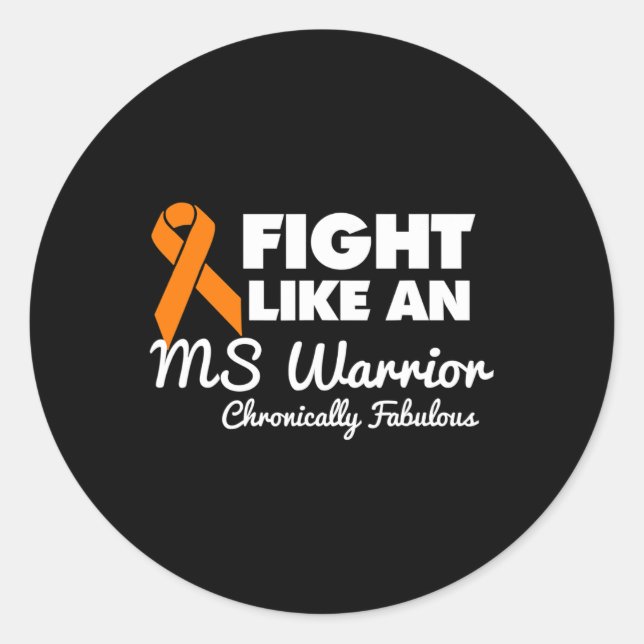 Fight Like An Ms Warrior Awareness Multiple Sclero Classic Round Sticker (Front)