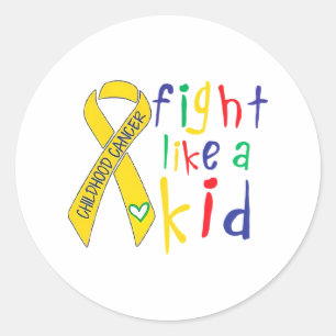 Fight Like Kid Gold Ribbon Childhood Cancer Awaren Classic Round Sticker