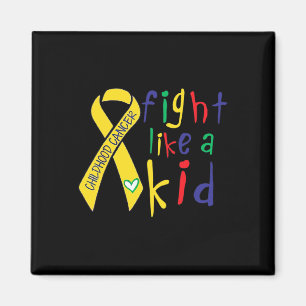Fight Like Kid Gold Ribbon Childhood Cancer Awaren Magnet