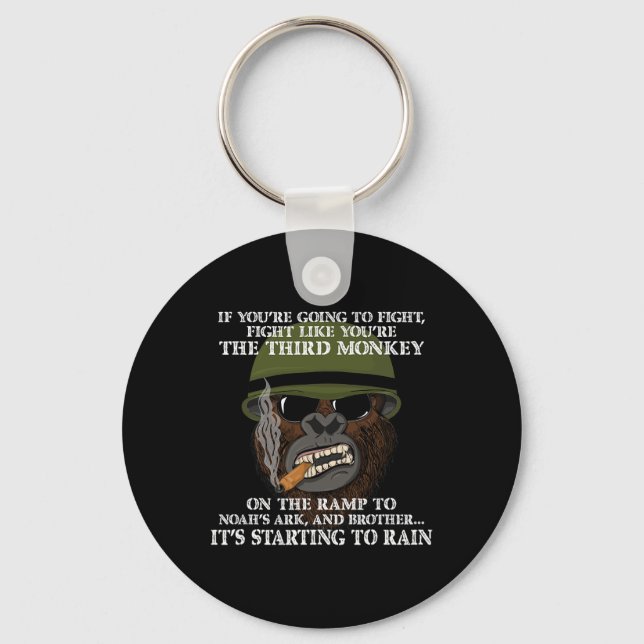 Fight Like The Third Monkey - Funny Boxing And Mma Key Ring (Front)