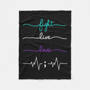 Fight, Live, Love Suicide Awareness  Fleece Blanket