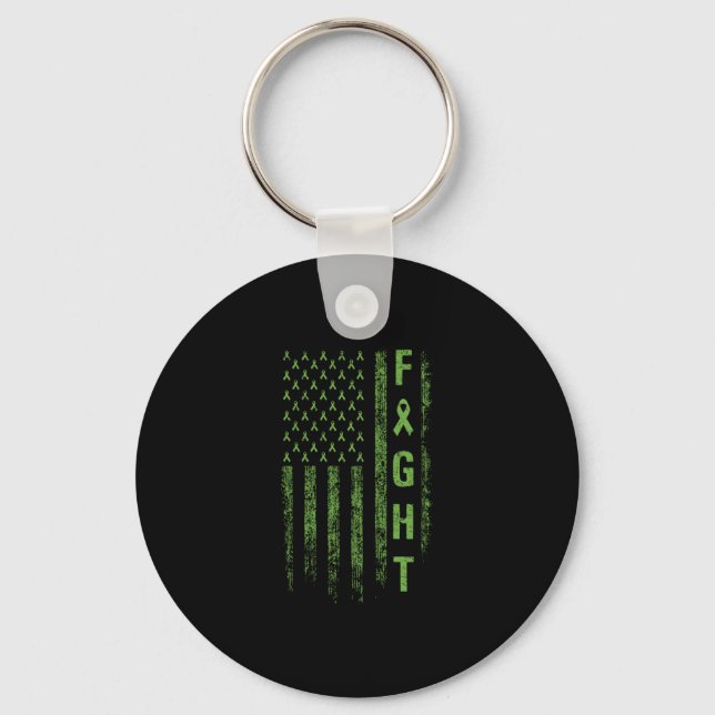 Fight Liver American Flag Cancer Awareness Key Ring (Front)
