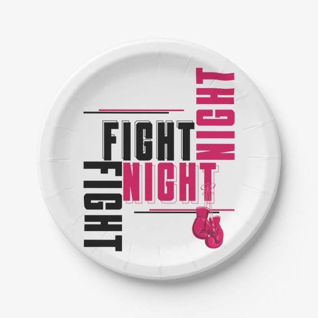Fight Night and Chill Paper Plate (Front)