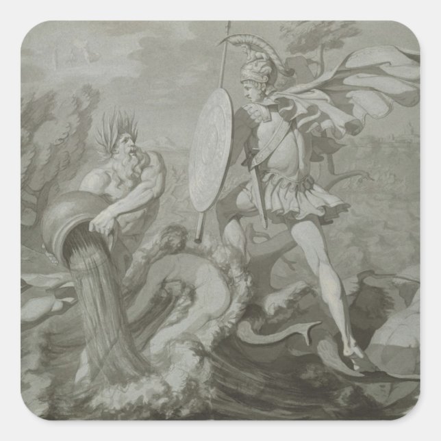 Fight of Achilles with the River Scamander Square Sticker (Front)