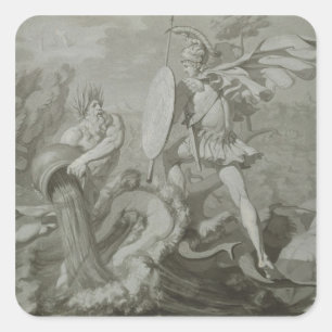 Fight of Achilles with the River Scamander Square Sticker
