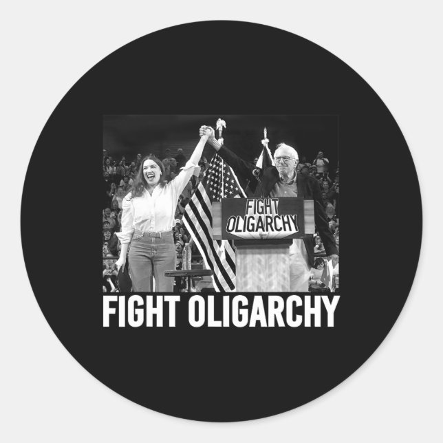 Fight Oligarchy Bernie Sanders And Aoc Freedom Us  Classic Round Sticker (Front)