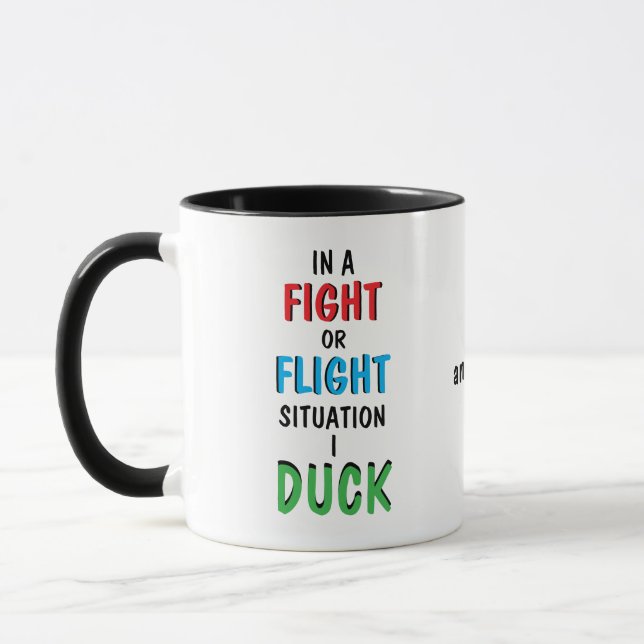 Fight or Flight and Coffee Funny Humour Mug (Left)