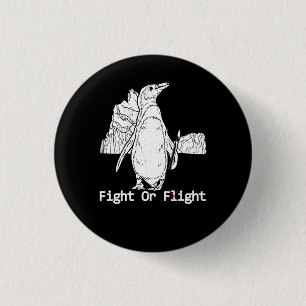 Fight Or Flight Penguin Pun Meme Cartoon Animals C 3 Cm Round Badge