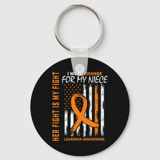 Fight Orange Leukaemia Cancer Awareness Niece Amer Key Ring (Front)