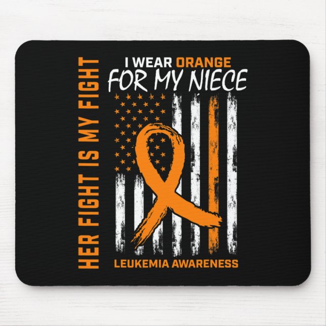Fight Orange Leukaemia Cancer Awareness Niece Amer Mouse Pad (Front)