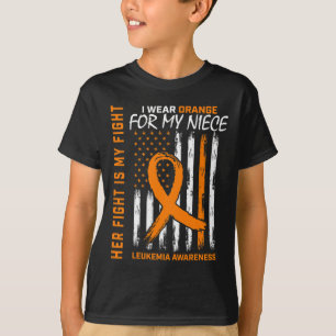 Fight Orange Leukaemia Cancer Awareness Niece Amer T-Shirt