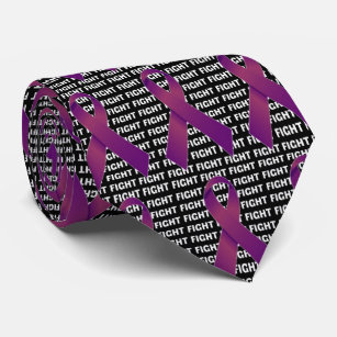 Fight Pancreatic Cancer Purple Ribbon Tie