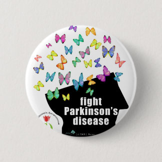 fight pd - butterflies parkinson awareness 6 cm round badge