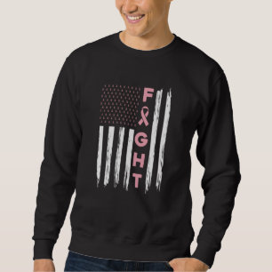 Fight Pink American Flag Breast Cancer Awareness Sweatshirt