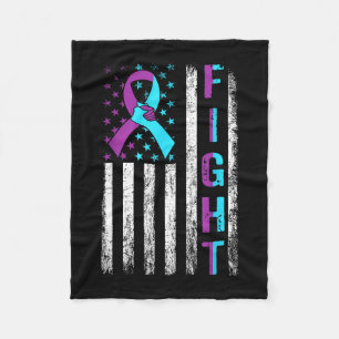 Fight prevention awareness american flag ribbon fleece blanket