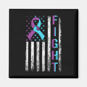 Fight Suicide Awareness American Flag Purple Teal  Magnet