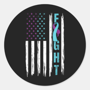 Fight Suicide Awareness And Prevention American Fl Classic Round Sticker