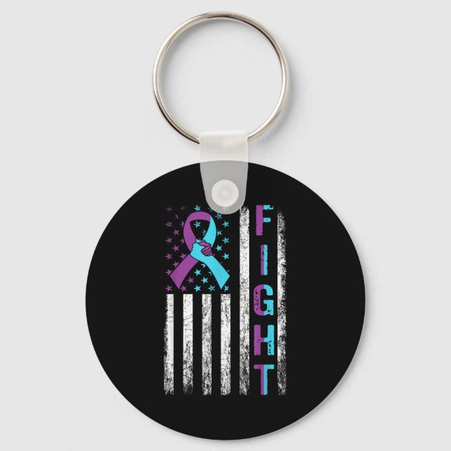 Fight Suicide Prevention Awareness American Flag R Key Ring (Front)