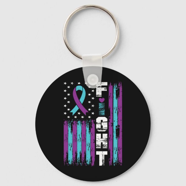 Fight Suicide Prevention Awareness Patriotic Ameri Key Ring (Front)