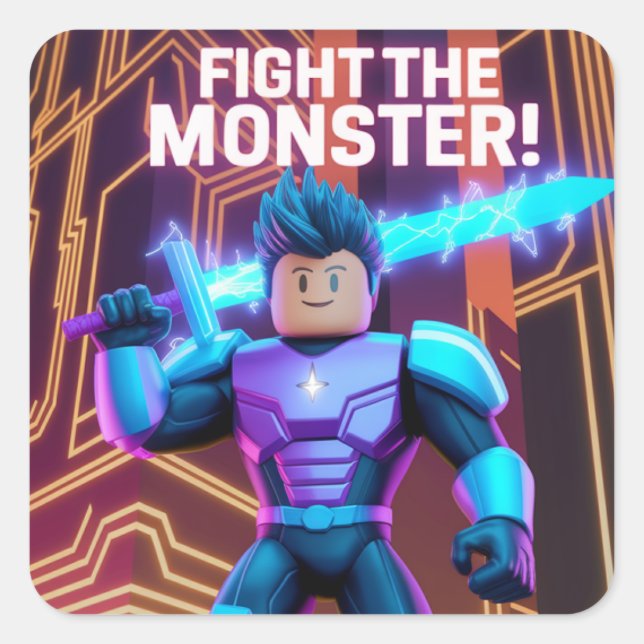 Fight the monster  square sticker (Front)
