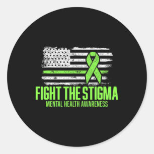 Fight The Stigma American Flag Mental Health Aware Classic Round Sticker