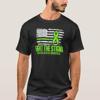 Fight The Stigma American Flag Mental Health Aware T-Shirt