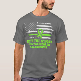 Fight The Stigma American Flag Mental Health Aware T-Shirt