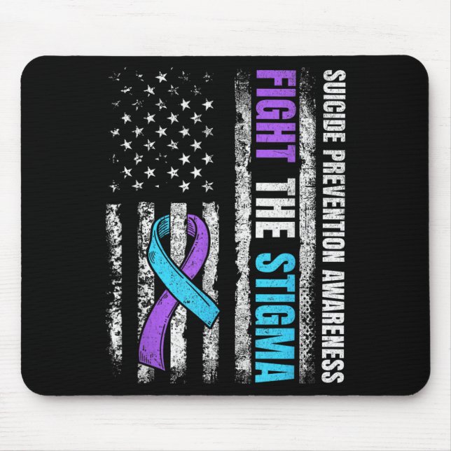 Fight The Stigma American Flag Suicide Prevention Mouse Pad (Front)