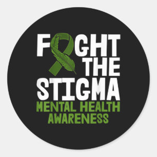 Fight The Stigma Green Ribbon Shirts Mental Health Classic Round Sticker