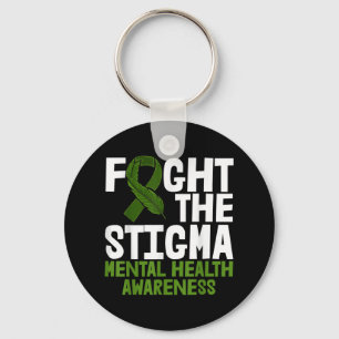 Fight The Stigma Green Ribbon Shirts Mental Health Key Ring